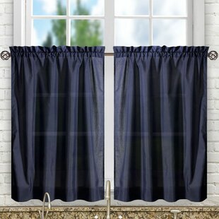 Ellis Solid Color Tailored 56 Cafe Curtain Set Of 2 